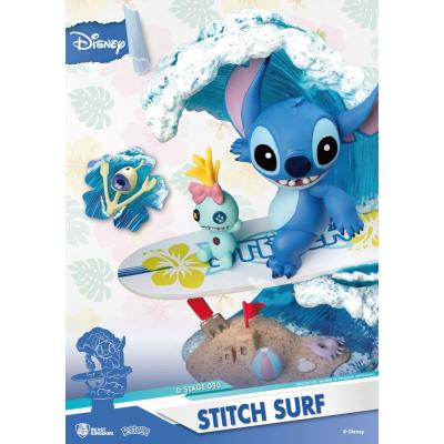 Disney Summer Series Diorama PVC D-Stage Stitch Surf 15 cm