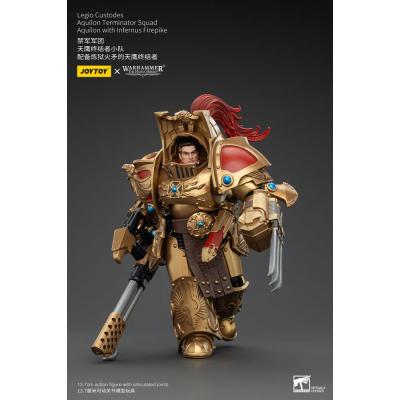 Warhammer The Horus Heresy Figura 1/18 Legio Custodes Aquilon Terminator Squad Aquilon with Infernus Firepike 14 cm