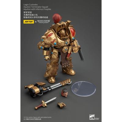 Warhammer The Horus Heresy Figura 1/18 Legio Custodes Aquilon Terminator Squad Aquilon with Infernus Firepike 14 cm