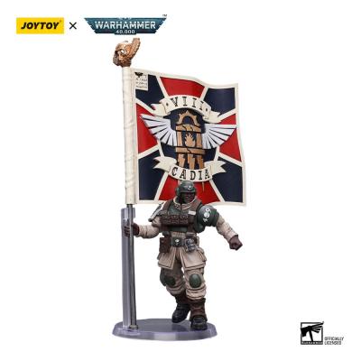 Warhammer 40k Figura 1/18 Astra Militarum Cadian Command Squad Veteran with Regimental Standard 12 cm