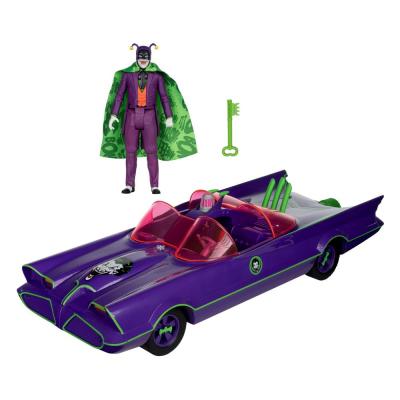 DC Retro Figura y vehículo Batman 66 Batmobil with Joker (Gold Label)
