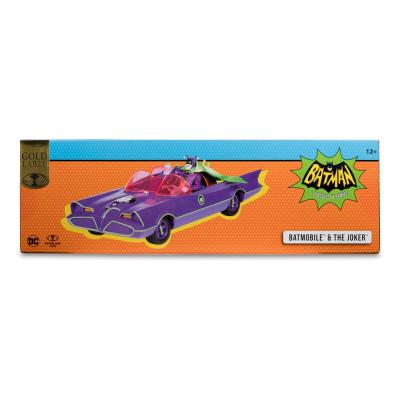 DC Retro Figura y vehículo Batman 66 Batmobil with Joker (Gold Label)