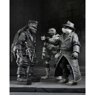 Universal Monsters x Teenage Mutant Ninja Turtles pack de 4 Figuras Turtles Black & White 18 cm