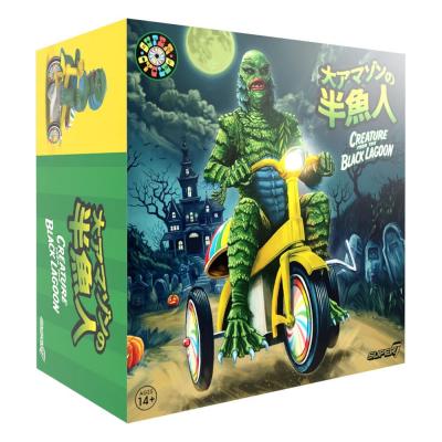 Universal Monsters Figura Super Cycles La criatura de la laguna negra (Dark Green with Yellow Trike) 13 cm