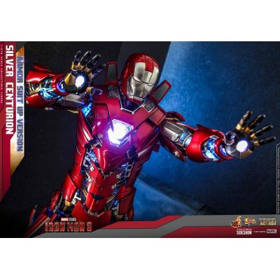 Iron Man 3 Figura Movie Masterpiece 1/6 Silver Centurion (Armor Suit Up Version) 32 cm