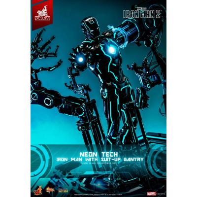 Iron Man 2 Figura 1/6 Neon Tech Iron Man with Suit-Up Gantry 32 cm