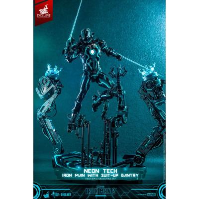 Iron Man 2 Figura 1/6 Neon Tech Iron Man with Suit-Up Gantry 32 cm