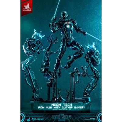 Iron Man 2 Figura 1/6 Neon Tech Iron Man with Suit-Up Gantry 32 cm