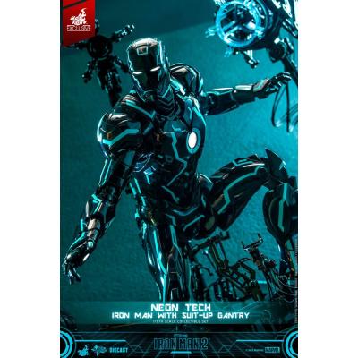 Iron Man 2 Figura 1/6 Neon Tech Iron Man with Suit-Up Gantry 32 cm
