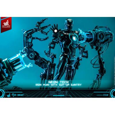 Iron Man 2 Figura 1/6 Neon Tech Iron Man with Suit-Up Gantry 32 cm