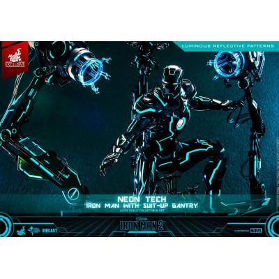 Iron Man 2 Figura 1/6 Neon Tech Iron Man with Suit-Up Gantry 32 cm