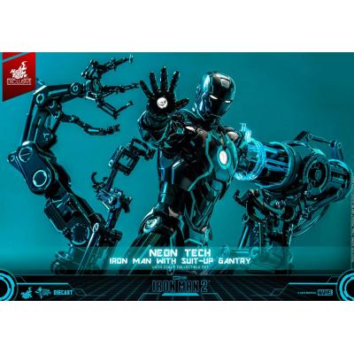 Iron Man 2 Figura 1/6 Neon Tech Iron Man with Suit-Up Gantry 32 cm