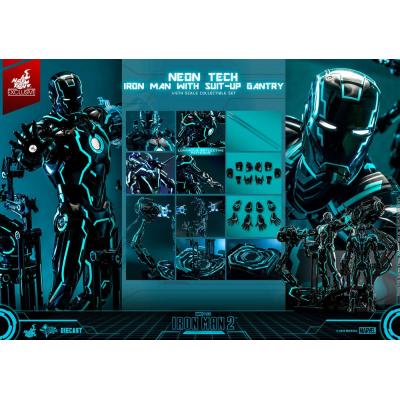 Iron Man 2 Figura 1/6 Neon Tech Iron Man with Suit-Up Gantry 32 cm