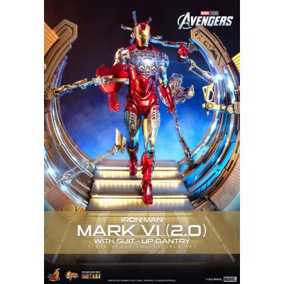 Marvel Los Vengadores Figura Movie Masterpiece Diecast 1/6 Iron Man Mark VI (2.0) with Suit-Up Gantry 32 cm