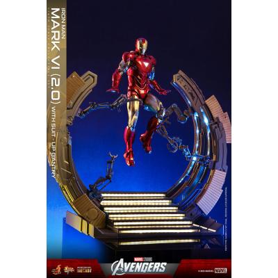 Marvel Los Vengadores Figura Movie Masterpiece Diecast 1/6 Iron Man Mark VI (2.0) with Suit-Up Gantry 32 cm