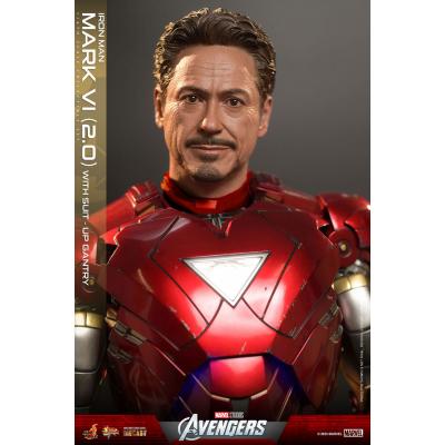 Marvel Los Vengadores Figura Movie Masterpiece Diecast 1/6 Iron Man Mark VI (2.0) with Suit-Up Gantry 32 cm