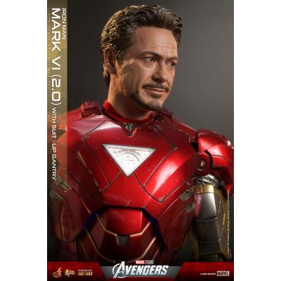Marvel Los Vengadores Figura Movie Masterpiece Diecast 1/6 Iron Man Mark VI (2.0) with Suit-Up Gantry 32 cm
