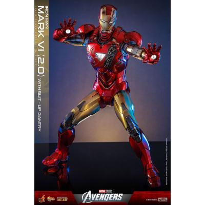 Marvel Los Vengadores Figura Movie Masterpiece Diecast 1/6 Iron Man Mark VI (2.0) with Suit-Up Gantry 32 cm