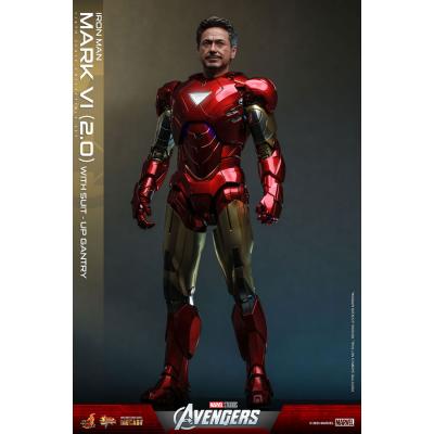 Marvel Los Vengadores Figura Movie Masterpiece Diecast 1/6 Iron Man Mark VI (2.0) with Suit-Up Gantry 32 cm