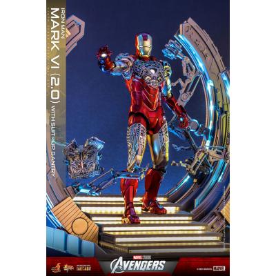 Marvel Los Vengadores Figura Movie Masterpiece Diecast 1/6 Iron Man Mark VI (2.0) with Suit-Up Gantry 32 cm
