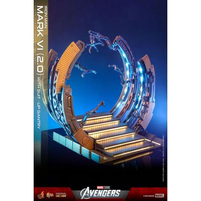 Marvel Los Vengadores Figura Movie Masterpiece Diecast 1/6 Iron Man Mark VI (2.0) with Suit-Up Gantry 32 cm