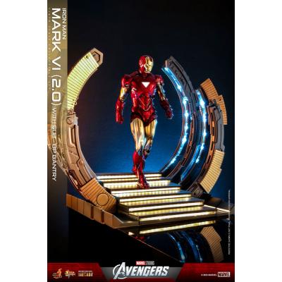 Marvel Los Vengadores Figura Movie Masterpiece Diecast 1/6 Iron Man Mark VI (2.0) with Suit-Up Gantry 32 cm