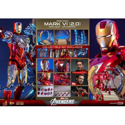 Marvel Los Vengadores Figura Movie Masterpiece Diecast 1/6 Iron Man Mark VI (2.0) with Suit-Up Gantry 32 cm