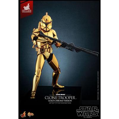 Star Wars Figura 1/6 Clone Trooper (Gold Chrome Version) Exclusive 30 cm