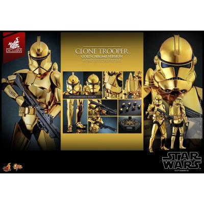 Star Wars Figura 1/6 Clone Trooper (Gold Chrome Version) Exclusive 30 cm
