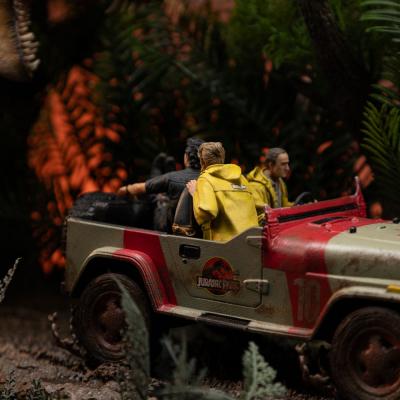 Parque Jurásico Estatua 1/20 Demi Art Scale T-Rex Chase 30 cm