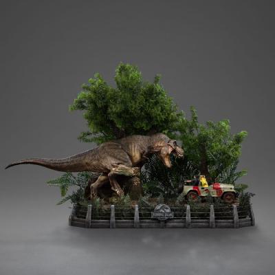 Parque Jurásico Estatua 1/20 Demi Art Scale T-Rex Chase 30 cm
