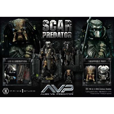 The Alien vs. Predator Estatua Museum Masterline Series 1/3 Scar Predator Deluxe Bonus Version 93 cm