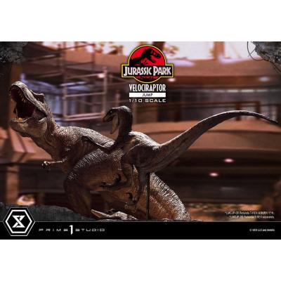 Jurassic Park Estatua Prime Collectibles 1/10 Velociraptor Jump 21 cm