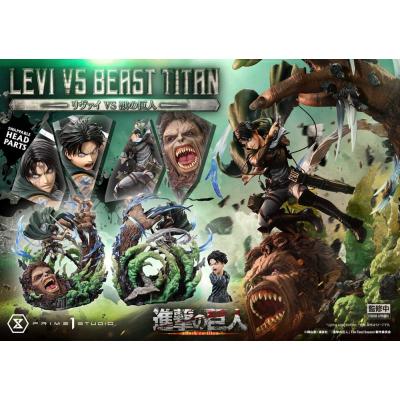 Attack on Titan Estatua Ultimate Premium Masterline Series 1/4 Levi Versus Beast Titan Bonus Version 73 cm