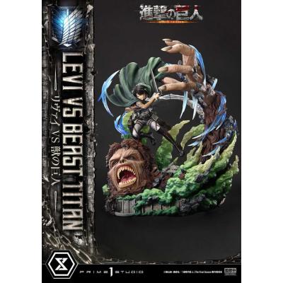 Attack on Titan Estatua Ultimate Premium Masterline Series 1/4 Levi Versus Beast Titan Bonus Version 73 cm