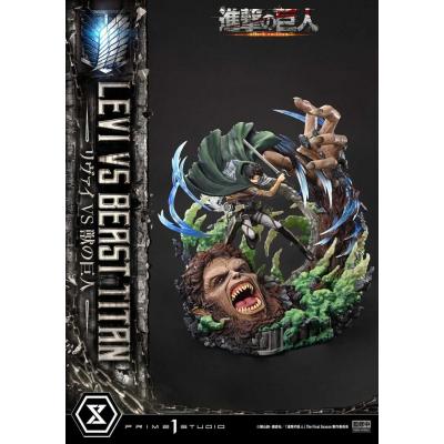 Attack on Titan Estatua Ultimate Premium Masterline Series 1/4 Levi Versus Beast Titan Bonus Version 73 cm