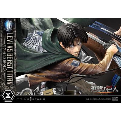 Attack on Titan Estatua Ultimate Premium Masterline Series 1/4 Levi Versus Beast Titan Bonus Version 73 cm