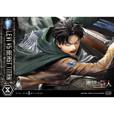 Attack on Titan Estatua Ultimate Premium Masterline Series 1/4 Levi Versus Beast Titan Bonus Version 73 cm