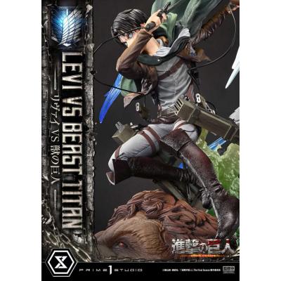 Attack on Titan Estatua Ultimate Premium Masterline Series 1/4 Levi Versus Beast Titan Bonus Version 73 cm