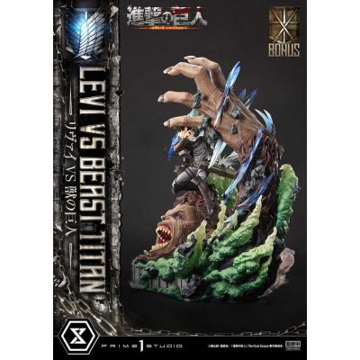Attack on Titan Estatua Ultimate Premium Masterline Series 1/4 Levi Versus Beast Titan Bonus Version 73 cm
