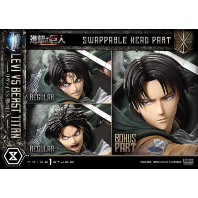 Attack on Titan Estatua Ultimate Premium Masterline Series 1/4 Levi Versus Beast Titan Bonus Version 73 cm