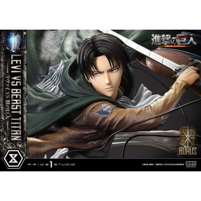 Attack on Titan Estatua Ultimate Premium Masterline Series 1/4 Levi Versus Beast Titan Bonus Version 73 cm