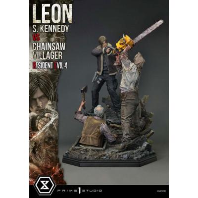 Resident Evil 4 Estatua Ultimate Premium Masterline Series 1/4 Leon S. Kennedy vs. Chainsaw Villager 76 cm