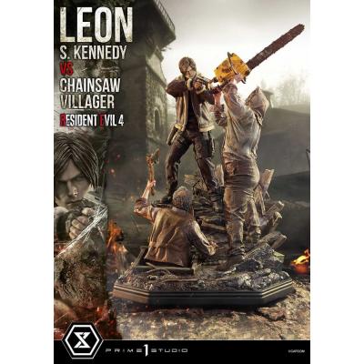 Resident Evil 4 Estatua Ultimate Premium Masterline Series 1/4 Leon S. Kennedy vs. Chainsaw Villager 76 cm