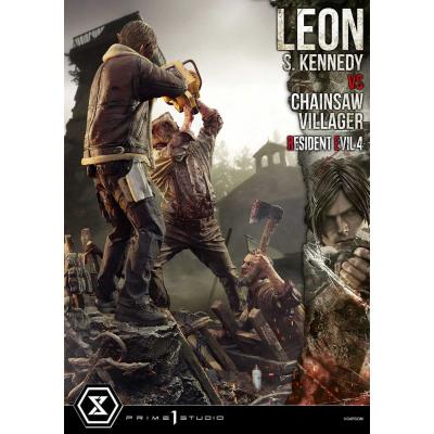 Resident Evil 4 Estatua Ultimate Premium Masterline Series 1/4 Leon S. Kennedy vs. Chainsaw Villager 76 cm