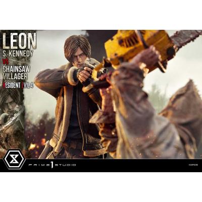 Resident Evil 4 Estatua Ultimate Premium Masterline Series 1/4 Leon S. Kennedy vs. Chainsaw Villager 76 cm