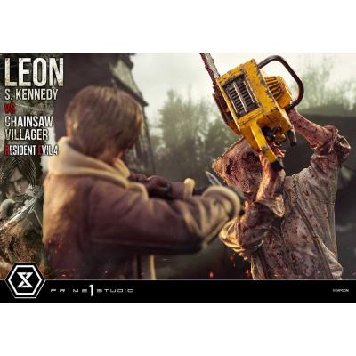 Resident Evil 4 Estatua Ultimate Premium Masterline Series 1/4 Leon S. Kennedy vs. Chainsaw Villager 76 cm