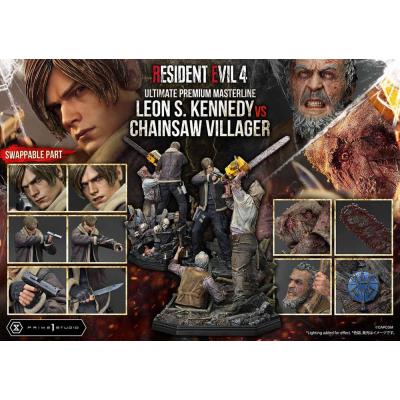 Resident Evil 4 Estatua Ultimate Premium Masterline Series 1/4 Leon S. Kennedy vs. Chainsaw Villager 76 cm