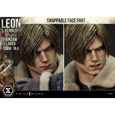 Resident Evil 4 Estatua Ultimate Premium Masterline Series 1/4 Leon S. Kennedy vs. Chainsaw Villager 76 cm