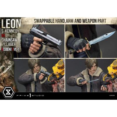 Resident Evil 4 Estatua Ultimate Premium Masterline Series 1/4 Leon S. Kennedy vs. Chainsaw Villager 76 cm